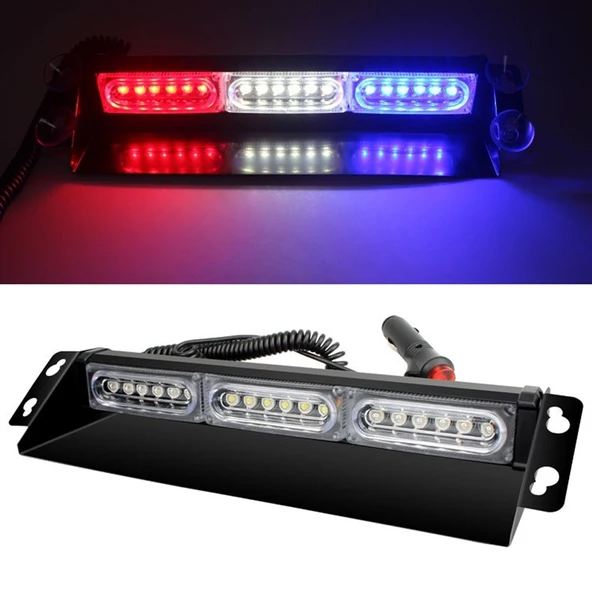 Çakar lamba 13 fonksiyonlu 18 led 12v kırmızı-mavi-beyaz / LAPA532 - 2