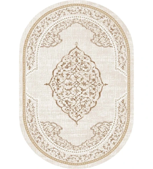 Brillant Latex Oval Kaymaz Taban Halı-FİRUZE HLE11314.802-(150x230) - 3