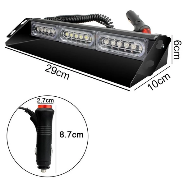 Çakar lamba 13 fonksiyonlu 18 led 12v kırmızı-mavi-beyaz / LAPA532 - 5
