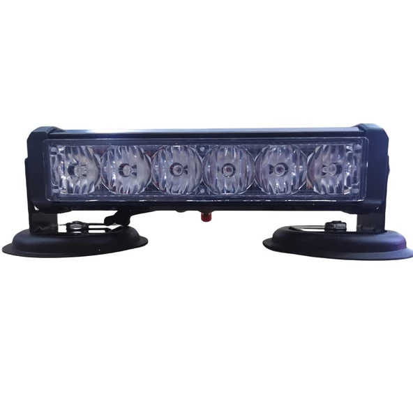 Tepe çakar lamba mıknatıslı vantuzlu 21 fonksiyonlu 15,5cm  6 ledli kırmızı-mavi usb-fiş şarjlı-kumandalı  adet  / LAPA118-2 ürün görseli 1