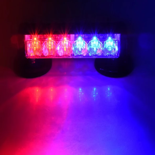 Tepe çakar lamba mıknatıslı vantuzlu 21 fonksiyonlu 15,5cm  6 ledli kırmızı-mavi usb-fiş şarjlı-kumandalı  adet  / LAPA118-2 - Resim 5