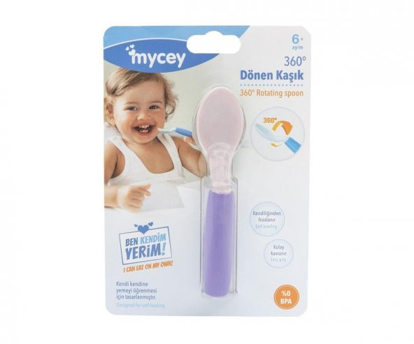 Mycey 360 - Derece Dönen Mama Bebek Kaşığı - 3