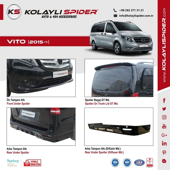 Vito Spoiler Bagaj Gt 2 Prç Fiber 2015 ve Sonrası