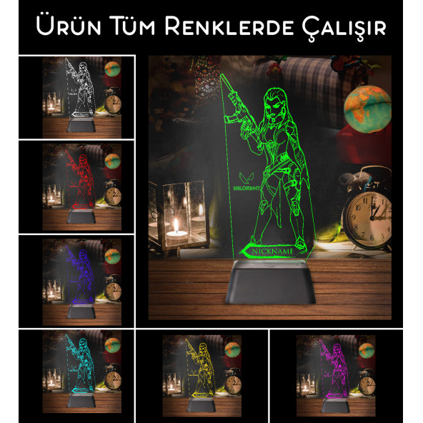VALORANT Reyna Figürlü Doğum Günü Hediyesi 3 Boyutlu Gece Lambası(VALO10) - 2