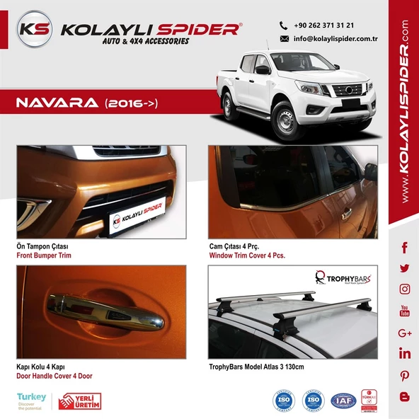 Nissan Navara Cam Arka Kelebek Çıtası 2 Prç Krom 2016 ve Sonrası - 2