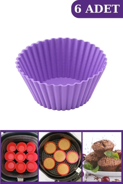 Airfryer Yapışmaz Kek Muffin Kalıbı 6’lı - Tüm Hava Fritözleriyle Uyumlu - Resim 4