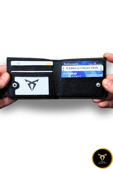 İsim Baskılı Vegan Deri Cüzdan Süper Ince Model 5 Adet Kart Kapasiteli Gizli Çıtçıtlı Kapama Siyah - 3