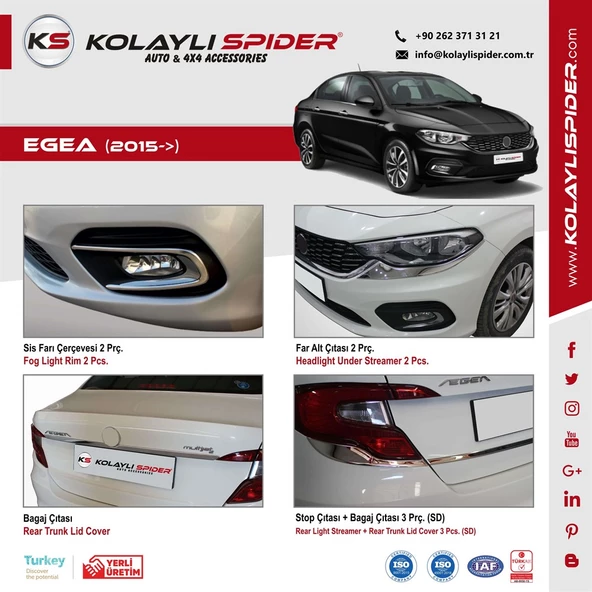 Fiat Egea Reflektör Çıtası 2 Prç Krom 2015 ve Sonrası - 3