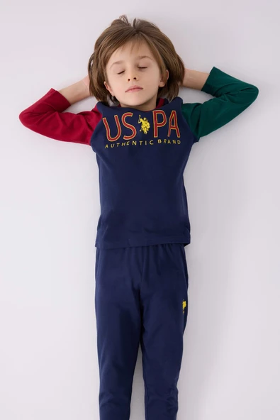 U.S. Polo Assn. 1919 Authentic Brand Erkek Çocuk Uzun Kol Pijama Takım - Resim 8