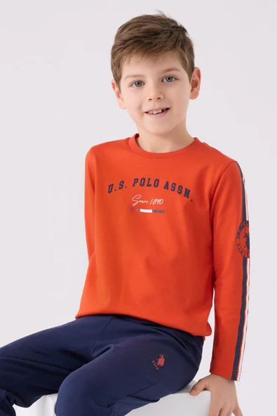 U.S. Polo Assn. 1911 Garson Erkek Çocuk Uzun Kol Manşetli Pijama Takım - Resim 2