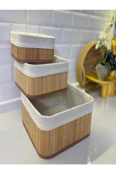3B Trend Doğal Bambu Organizer Kutusu, Ahşap Bambu Ekmek Sepeti - 4