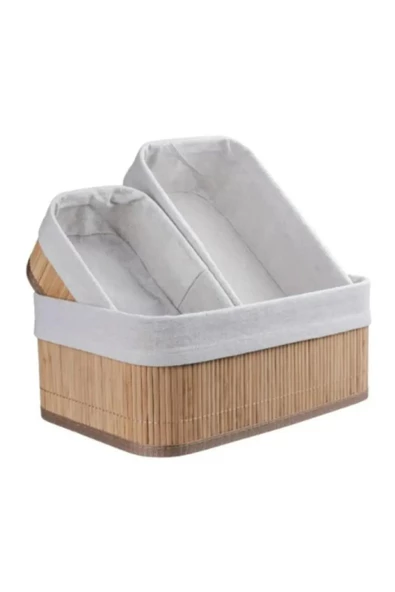3B Trend Doğal Bambu Organizer Kutusu, Ahşap Bambu Ekmek Sepeti