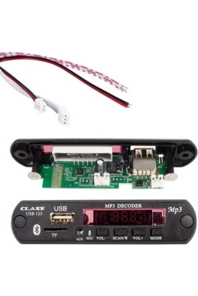 Class Bluetoothlu Araç Oto Teyp Aux Usb Sd Mikrofonlu Dönüştürücü Çevirici Mp3 Modülü Board Karttır