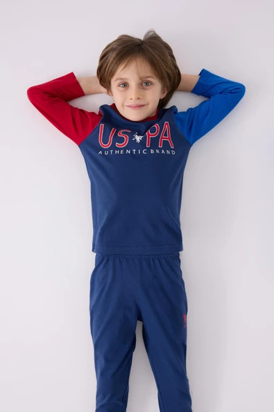 U.S. Polo Assn. 1919 Authentic Brand Erkek Çocuk Uzun Kol Pijama Takım - Resim 3
