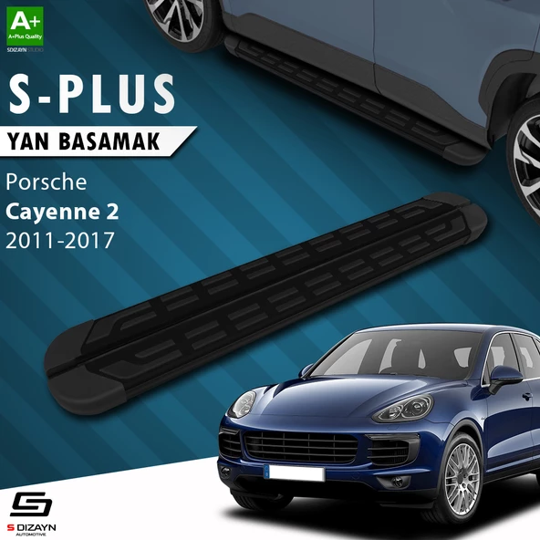 S-Dizayn Porsche Cayenne 2 S-Plus Siyah Yan Basamak 193 Cm Etekli 2011-2017 A+ Kalite