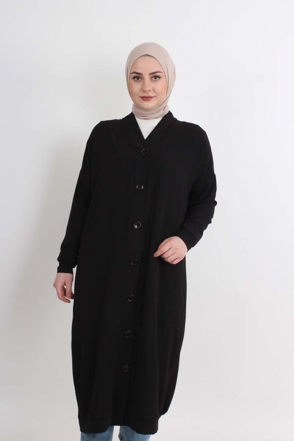 Standart Uzun Siyah Hırka Tunik