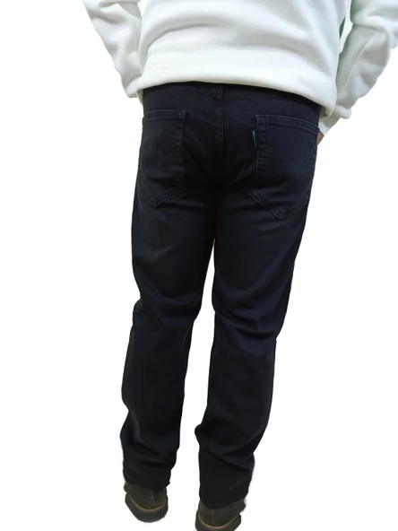 Erkek Denim Yüksek Bel Fermuarlı Regular Fit Likralı Siyah Kot Pantolon - 7