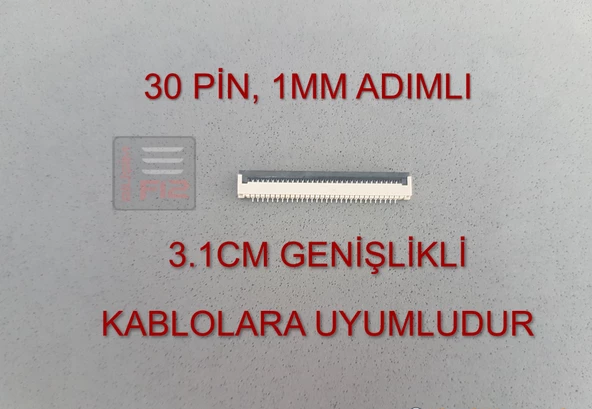 30 PİN 1MM ADIMLI FLEX KABLO SABİTLEYİCİ FFC KONNEKTÖR SOKETİ SABİTLEME FLEKS BAĞLAMA APARATI