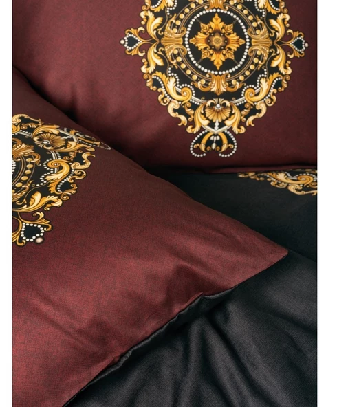 Cotton Box Palace Saray Modeli Pamuk Saten Çift Kişilik Nevresim Takımı-Ebren Antrasit (4 Yastıklı) - 3