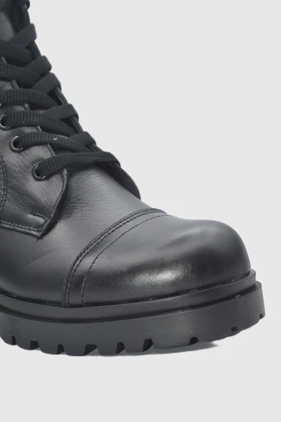 Kadın Siyah Fermuarlı Hakiki Deri Günlük Bot-ZK.0036 - 3