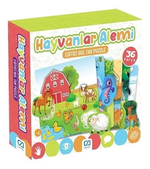 Hayvanlar Alemi Eğlenceli Bul Tak Puzzle - Mavi Su Dünyası ürün görseli