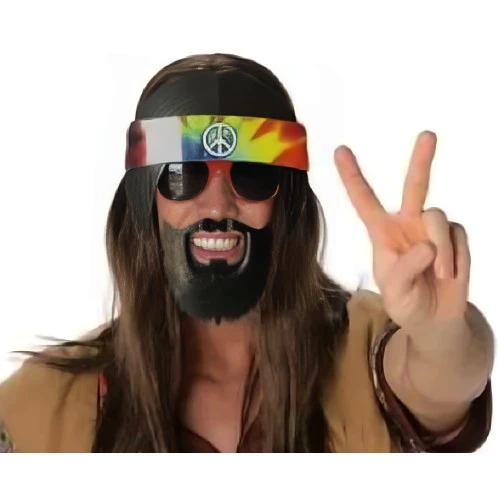 Siyah Saçlı Bandana Hippi Parti Gözlüğü - 3