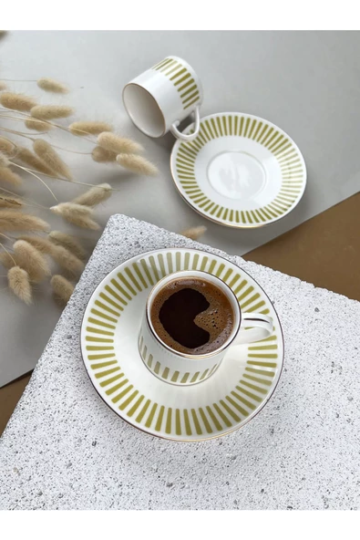 Porser Alya Yağ Yeşili Kahve Fincan Takımı 80cc 2 Kişilik 4 Parça - 4