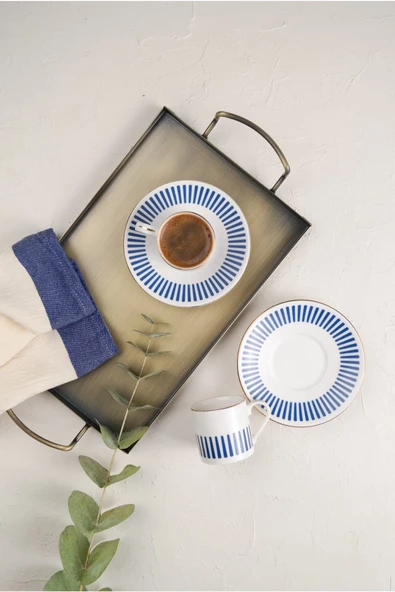 Porser Alya Koyu Mavi Kahve Fincan Takımı 80cc 2 Kişilik 4 Parça - 2