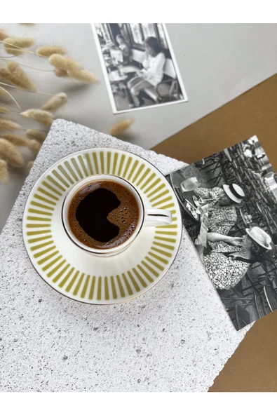 Porser Alya Yağ Yeşili Kahve Fincan Takımı 80cc 2 Kişilik 4 Parça - 5