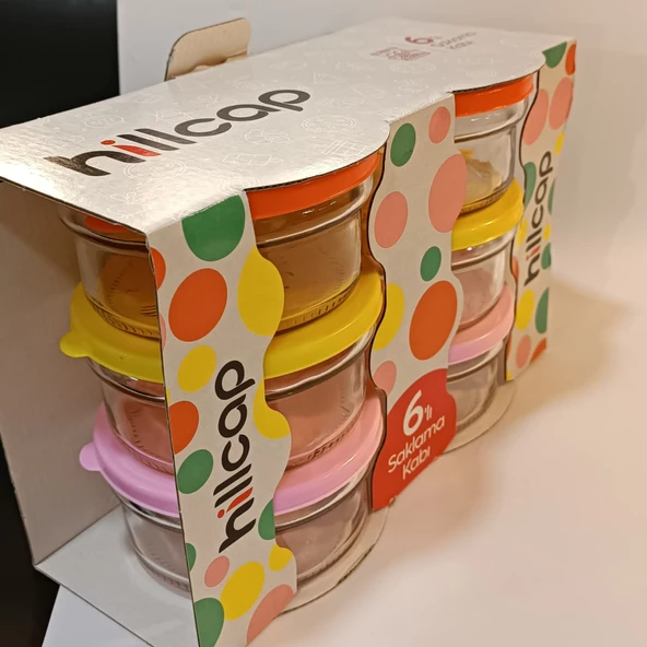 Kahvaltılık Reçellik Çerezlik Renkli Kapaklı Kalın Cam Kase Saklama Kabı 6'lı - 5