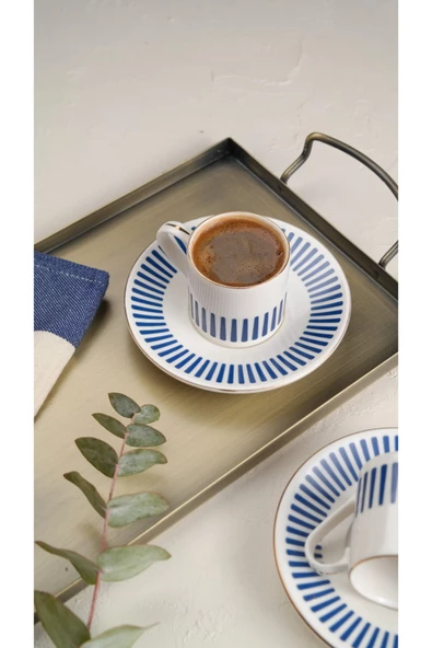 Porser Alya Koyu Mavi Kahve Fincan Takımı 80cc 2 Kişilik 4 Parça - 4