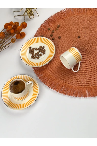 Porser Alya Turuncu Kahve Fincan Takımı 80cc 2 Kişilik 4 Parça - 3