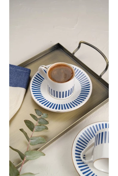 Porser Alya Koyu Mavi Kahve Fincan Takımı 80cc 2 Kişilik 4 Parça - 3