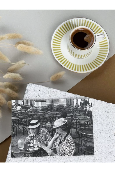 Porser Alya Yağ Yeşili Kahve Fincan Takımı 80cc 2 Kişilik 4 Parça - 6