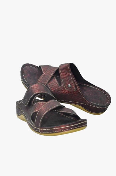 Kadın Anatomik Desenli Kırmızı Yazlık Terlik - 4