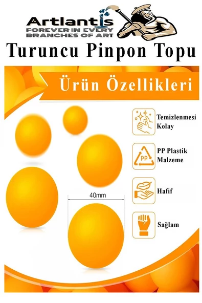 Turuncu Pinpon Topu 50 Adet Masa Tenis Topu Evcil Hayvan Kedi Oyuncağı Okul Sınıf Etkinlik Deney Topu - 2