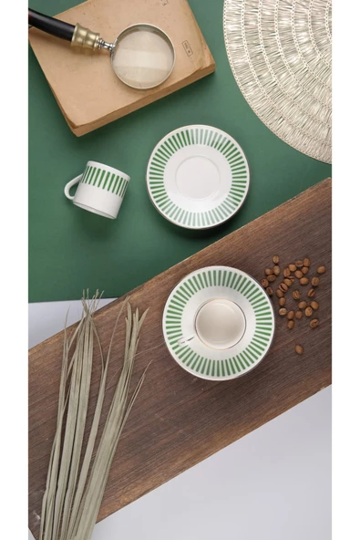 Porser Alya Koyu Yeşil Kahve Fincan Takımı 80cc 2 Kişilik 4 Parça - 6