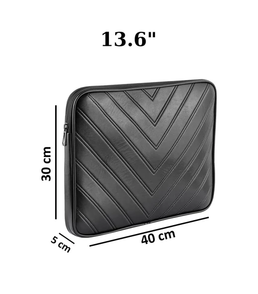 Notebook Laptop Macbook Çantası Suni Deri 13"-13.6" inç - 800-DÜZ Siyah - 5