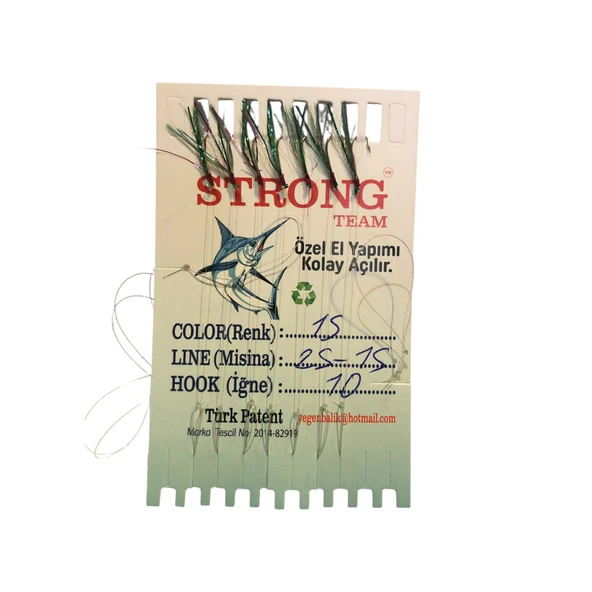 Strong K.Yeşil Kırmızı Sim 7li Karton 10 Numara İğne 25-15 Misineli Çapari - Resim 2