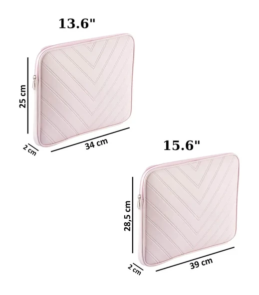 Notebook Laptop Macbook Çantası Suni Deri 13"-13.6"-14"-15.6" inç - 800-DÜZ Açık Pembe - 6