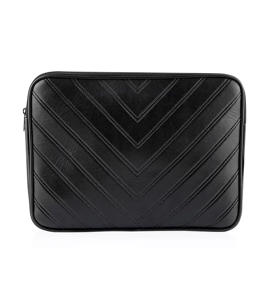 Notebook Laptop Macbook Çantası Suni Deri 13"-13.6"-14"-15.6" inç - 800-DÜZ Siyah - 5