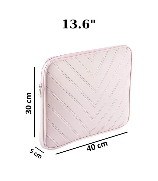Notebook Laptop Macbook Çantası Suni Deri 13"-13.6" inç - 800-DÜZ Açık Pembe - 5
