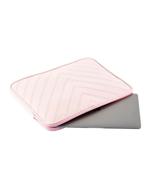 Notebook Laptop Macbook Çantası Suni Deri 13"-13.6"-14"-15.6" inç - 800-DÜZ Açık Pembe - 3