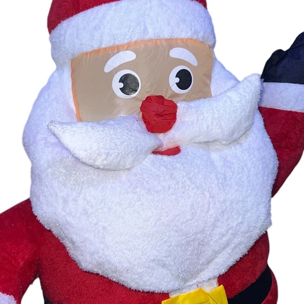 VIP DELUXE 120 CM LED IŞIKLI MOTORLU DEV ŞİŞME NOEL BABA 120 CM IŞIKLI PELUŞ DOKULU YILBAŞI DEKORU - Resim 2