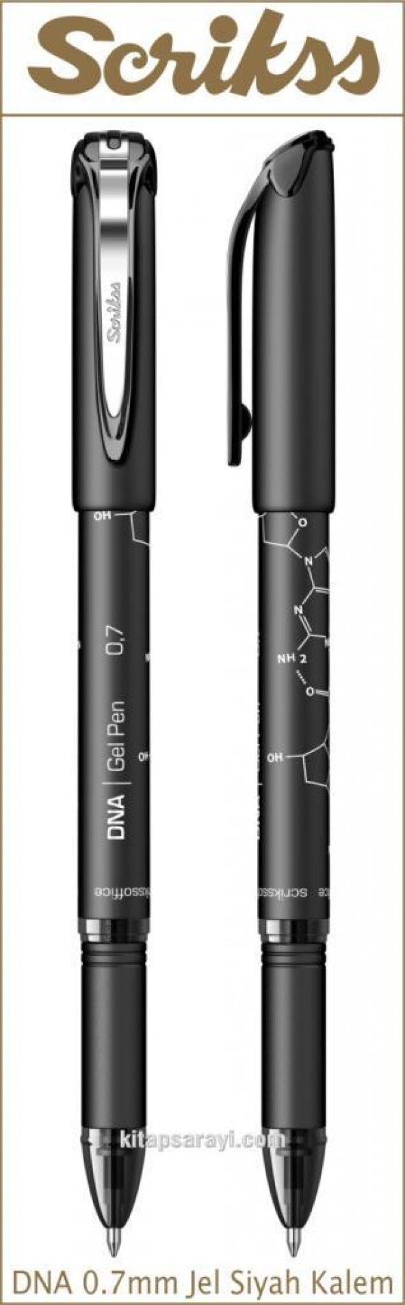 Scrikss DNA 0.7 mm Siyah Tükenmez Jel Kalem
