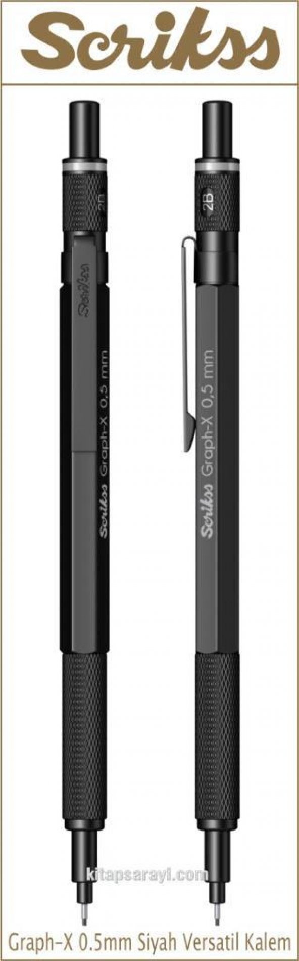 Scrikss Graph-X 0.5 mm Metal Siyah Versatil Kalem - 1