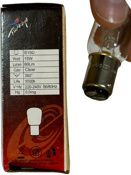 End 15W B15D Duylu Dikiş Makinesi Ampulü (2 Adet) - 5