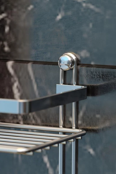 Geseus İki Katlı Kancalı Banyo Rafı  ES067-KROM - 2