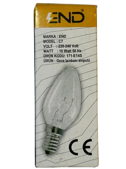 End 10W Sarı Işık E14 Duylu Şeffaf Eski Tip Tuz Lambası (5 Adet) - 2