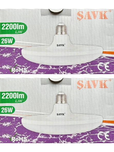 Şavk 26W (260W) 6500K (Beyaz Işık) E27 Duylu Led Ufo Ampul (2 Adet)